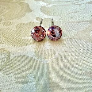 Swarovski Pink Crystal Round Drop Earrings